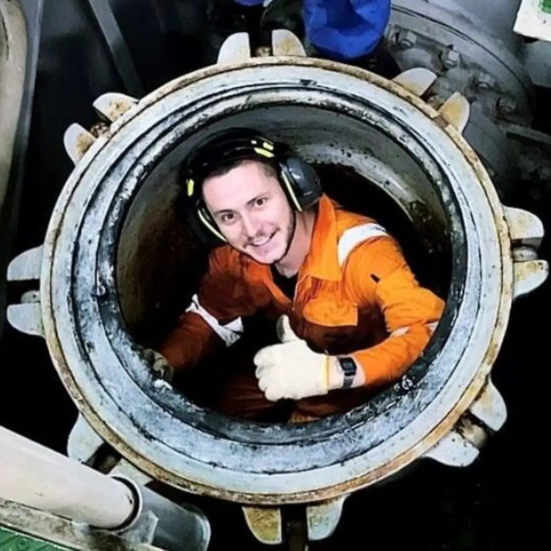 Stream Marine Careers Cadet in orange overalls with engine gear